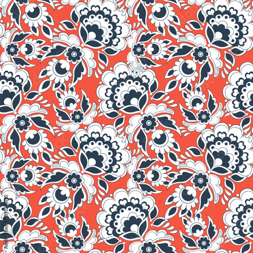 Ethnic flowers seamless vector pattern. floral vintage background