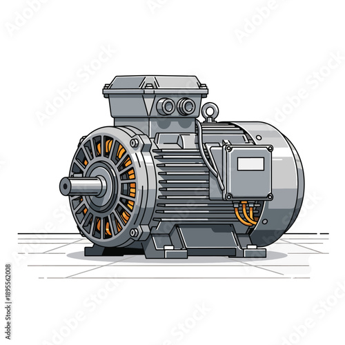 Electric Motor Technical Illustration