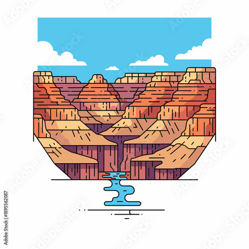 Grand Canyon Landscape Vector Art