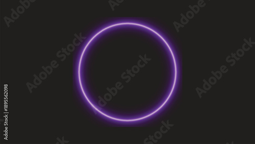 Glowing purple neon circle frame on dark background for futuristic digital marketing and vector design.