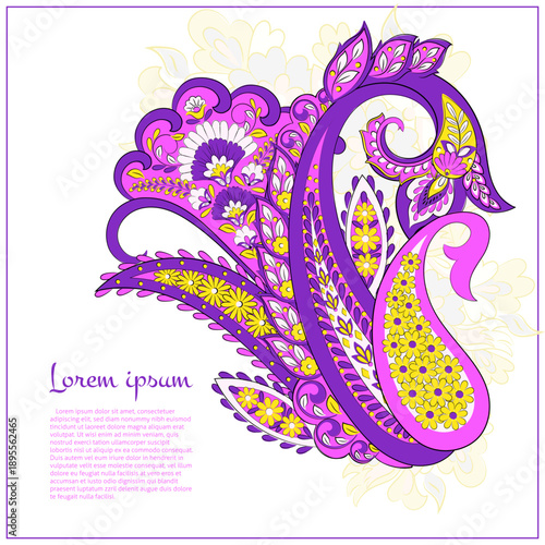 Floral Paisley colorful vector ornament. Isolated Pattern