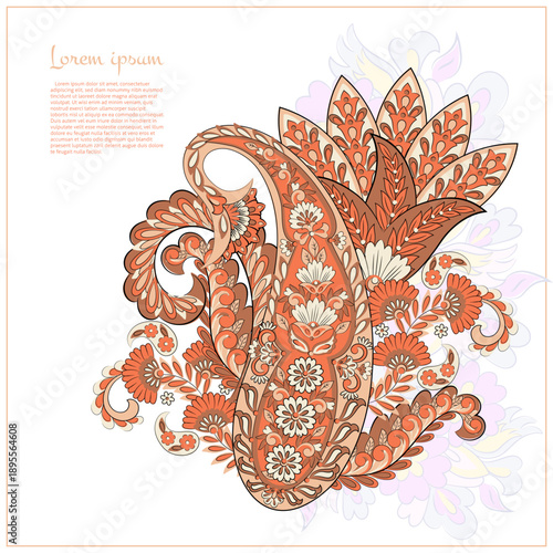 Paisley vector isolated pattern. Floral Vintage illustration