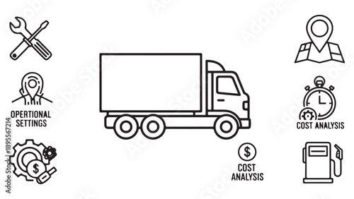Outline Icons Representing Logistics and Transportation Services
