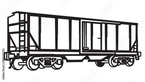 Stylized Black and White Freight Car Silhouette