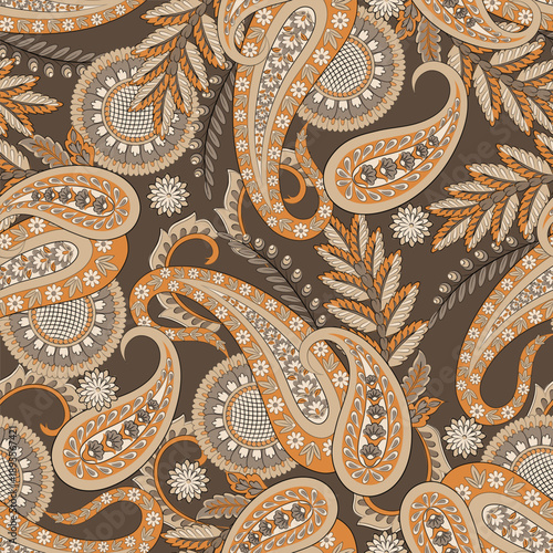 Vector textile print. Seamless Design for covers, fabrics, textiles, wrapping paper. Vector pattern Paisley Indian motifs and decorative floral elements