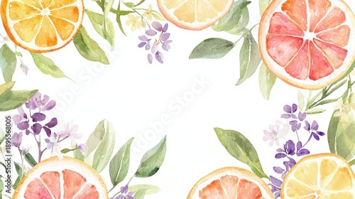 Vibrant Citrus Fruits and Floral Arrangement Watercolor Art