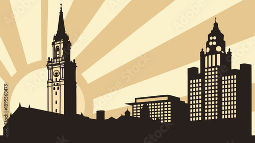 Boston versus warsaw skyline with modern architecture and nostalgic elements ideal for travel websites, comparisons, urban development articles, and citythemed designs.