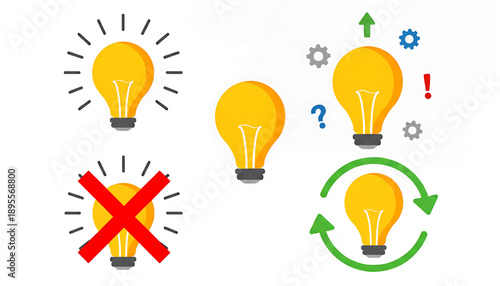 Halogen lightbulb icons. Lightbulb symbol. Electricity and idea symbol. Icon on white background. Flat vector illustration.
