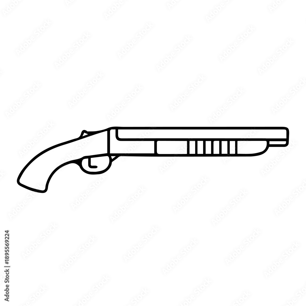 Obraz premium Sawed-off shotgun line icon vector on a white background Vector line icon
