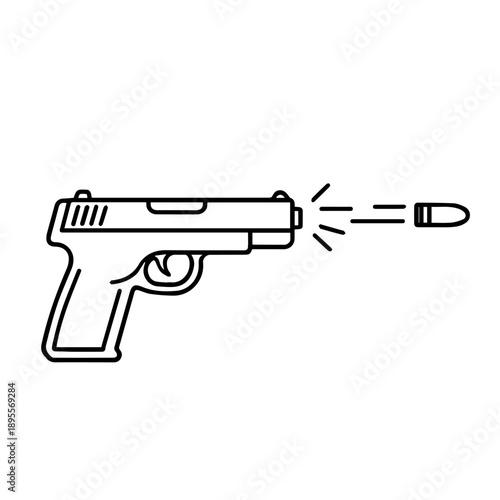 The gun fires line icon vector on a white background
Vector line icon