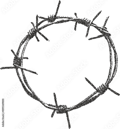 Spike y2k retro stipple art wire brutalist halftone vector png transparent, barbed 2000s photocopy effect tattoo aesthetic