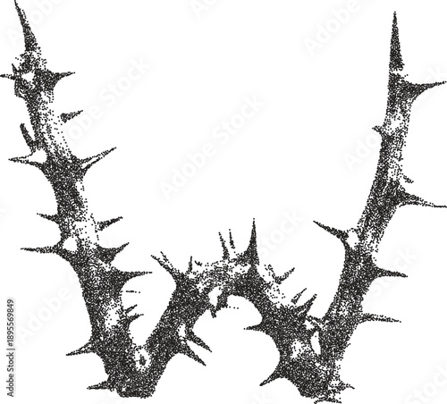 Spike letter W y2k retro stipple art letter brutalist halftone vector png transparent, sharp 2000s photocopy effect tattoo aesthetic