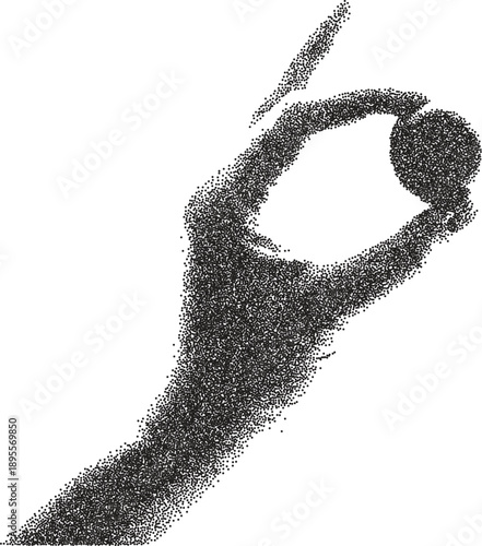 Hand retro y2k stipple design finger halftone brutalist urban vector png with clear background, gesture 2000s photocopy grunge tattoo gen z effect