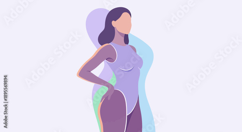 Elegant Woman in One-Piece Swimsuit Posing Confidently.