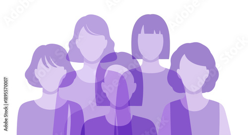 Group of Diverse Women Silhouettes Standing Together.