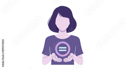 Woman holding an equality symbol advocating for gender parity and social justice.