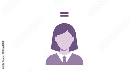 Illustration of a woman with an equals sign above her head symbolizing equality.