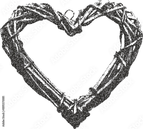 Heart retro y2k stipple design love halftone brutalist urban vector png with clear background, passion 2000s photocopy grunge tattoo gen z effect