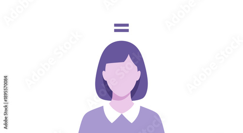 Illustration of a person with an equals sign above their head.