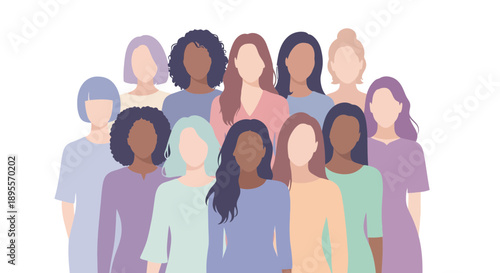 Diverse group of women standing together in unity.