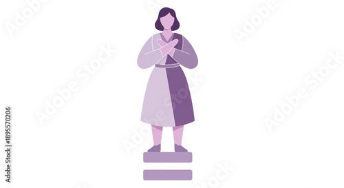 Woman standing on equality symbol representing gender equality.