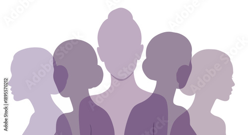 Diverse group of women silhouettes representing unity and empowerment.