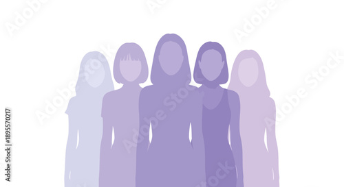 Group of women silhouettes standing together in solidarity.