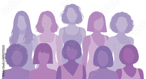 Diverse Group of Women Silhouettes Representing Unity and Strength.