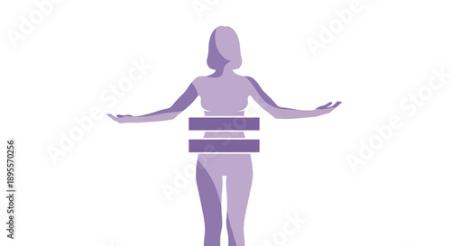 Silhouette of a woman with equality symbol across her torso.