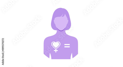 Feminist Symbol Heart Woman Silhouette Icon.