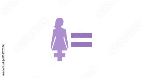 Gender Equality Symbol with Female Silhouette and Equal Sign.