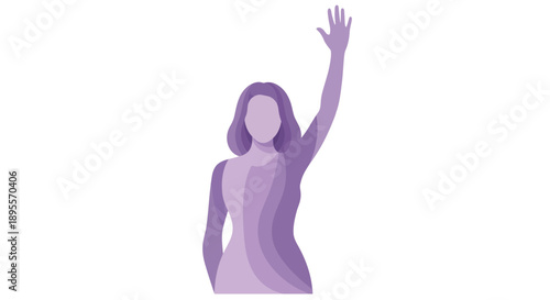 Woman raising hand in a gesture of greeting or participation.