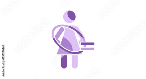 Abstract Figure Holding Hula Hoop and Tablet Device.