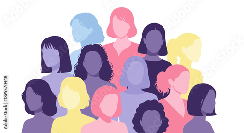 Diverse group of women with different skin tones and hair colors.