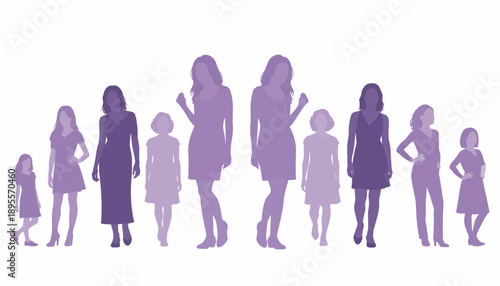 Silhouettes of women and girls of different ages and heights.