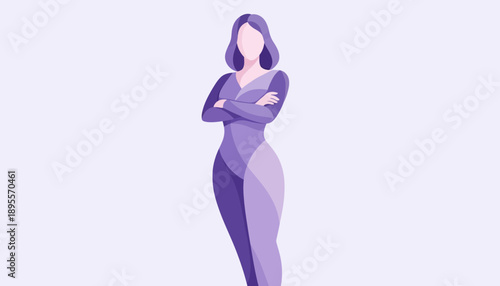 Stylized Woman Standing Confidently With Arms Crossed.