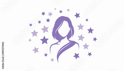 Stylized Silhouette of a Woman with Bob Haircut.