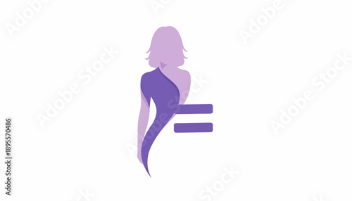 Symbol of female equality and empowerment represented by a woman figure and equal sign.