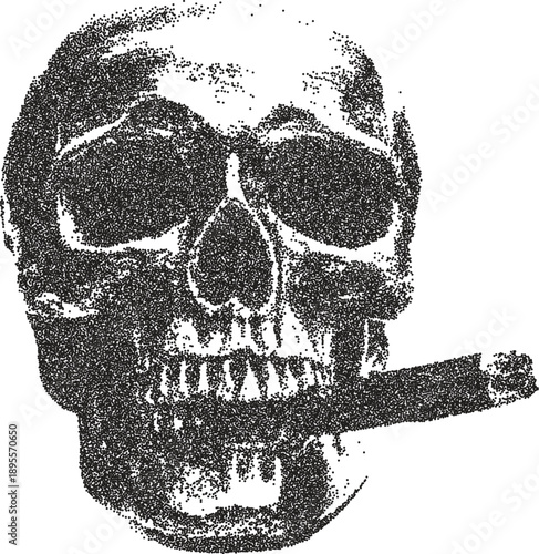 Skull y2k retro stipple art skeleton brutalist halftone vector png transparent, bone 2000s photocopy effect tattoo aesthetic
