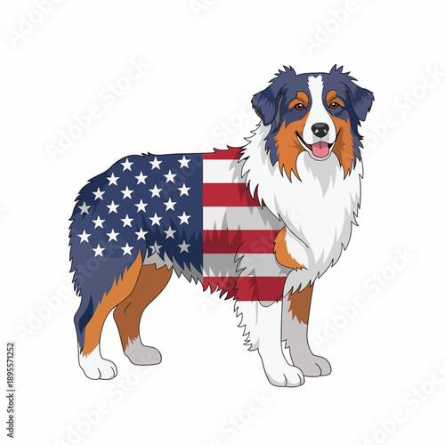 Patriotic Australian Shepherd Dog