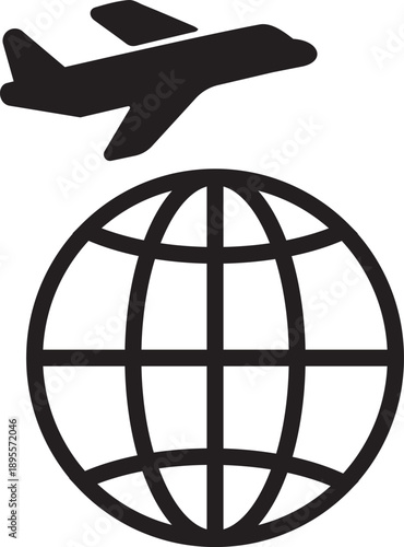 Airplane flying over the globe symbolizing travel