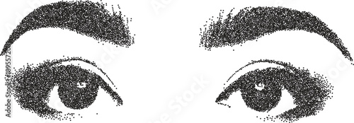 Eyes vintage y2k stipple art, mad halftone stipple brutalist retro vector png with transparent background, crazy 2000s aesthetic photocopy effect tattoo