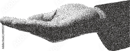 Hand vintage y2k stipple art, gesture halftone stipple brutalist retro vector png with transparent background, sign 2000s aesthetic photocopy effect tattoo