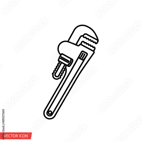 Konstfotografi Plumbing Wrench Icon Vector Illustration - Simple Line Art Tool