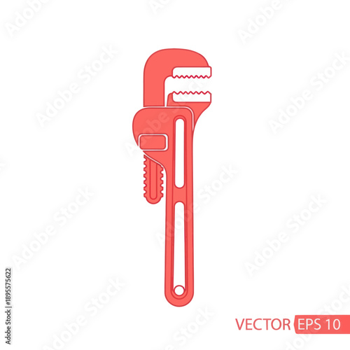 Red Pipe Wrench Tool Illustration