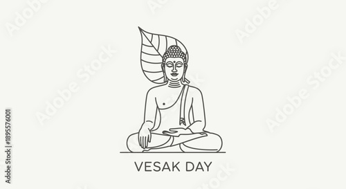 Buddha Meditation Vesak Day Illustration.