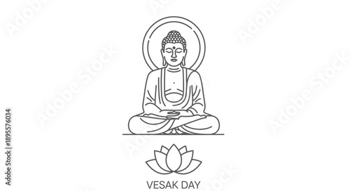 Buddha Sitting Meditation Lotus Vesak Day.