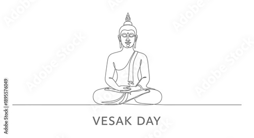 Buddha Sitting Meditation Vesak Day Illustration 1.