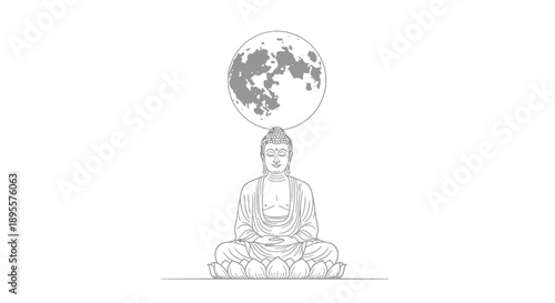 Buddha Sitting Meditatively with Globe Above.