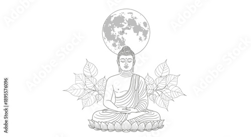 Buddha Sitting Meditatively with Lotus and Globe.